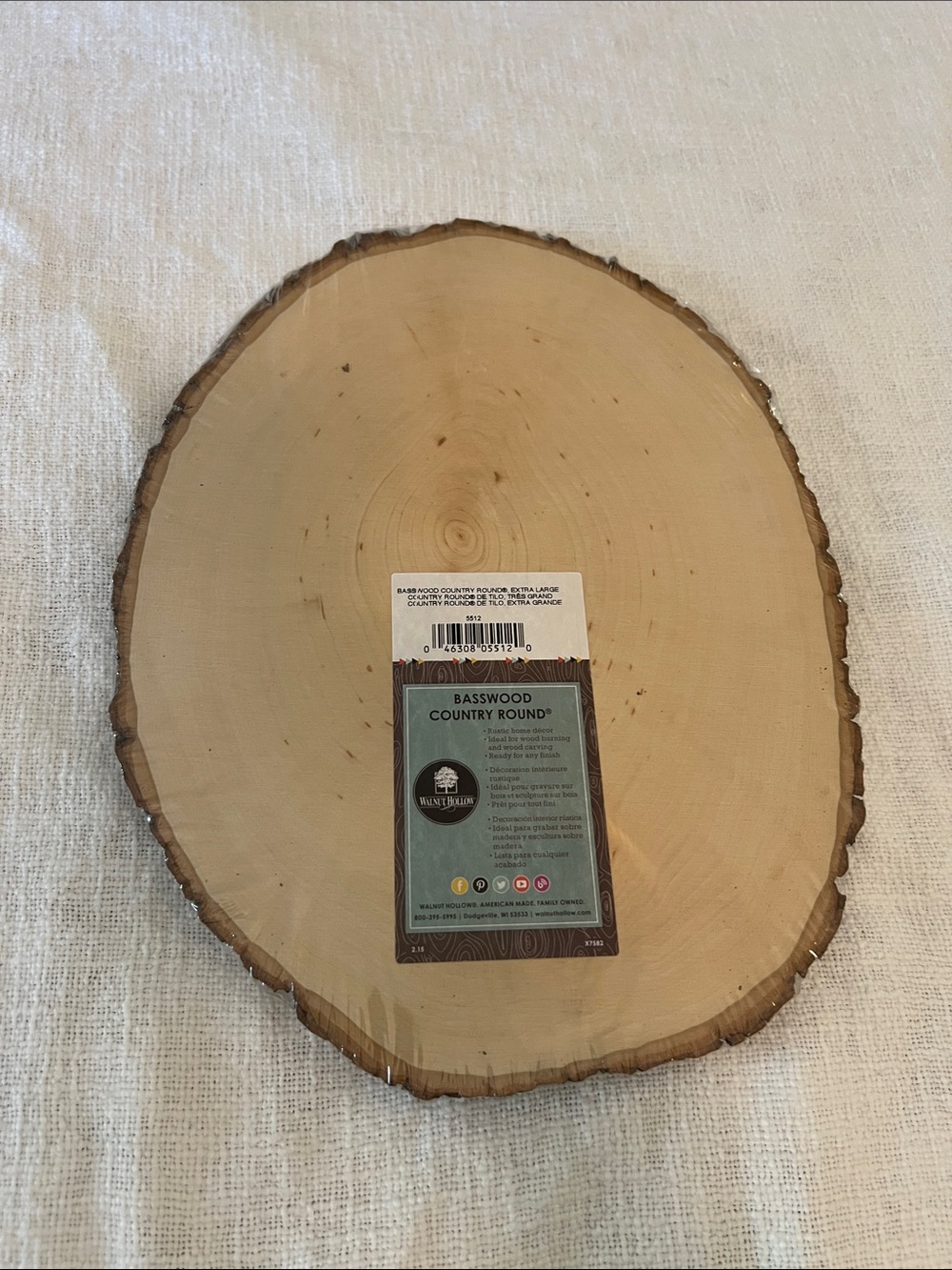 Basswood Country Round Wood Slice - Natural Beige